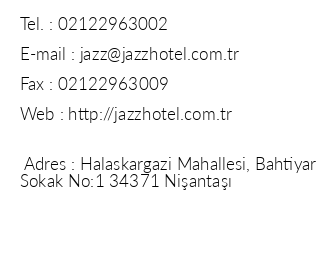 Jazz Hotel iletiim bilgileri
